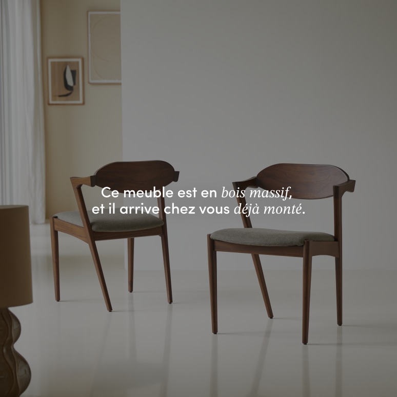 Guido - Chaise en teck massif foncé et tissu