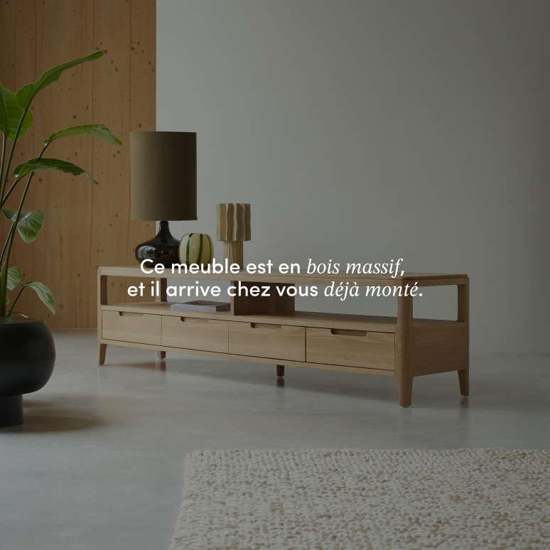 Arto - Meuble TV en chêne massif 180 cm