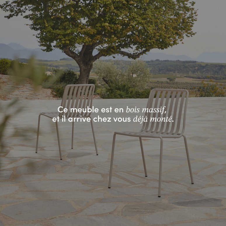 Téo - Ensemble de jardin en teck massif et métal cream 6 places