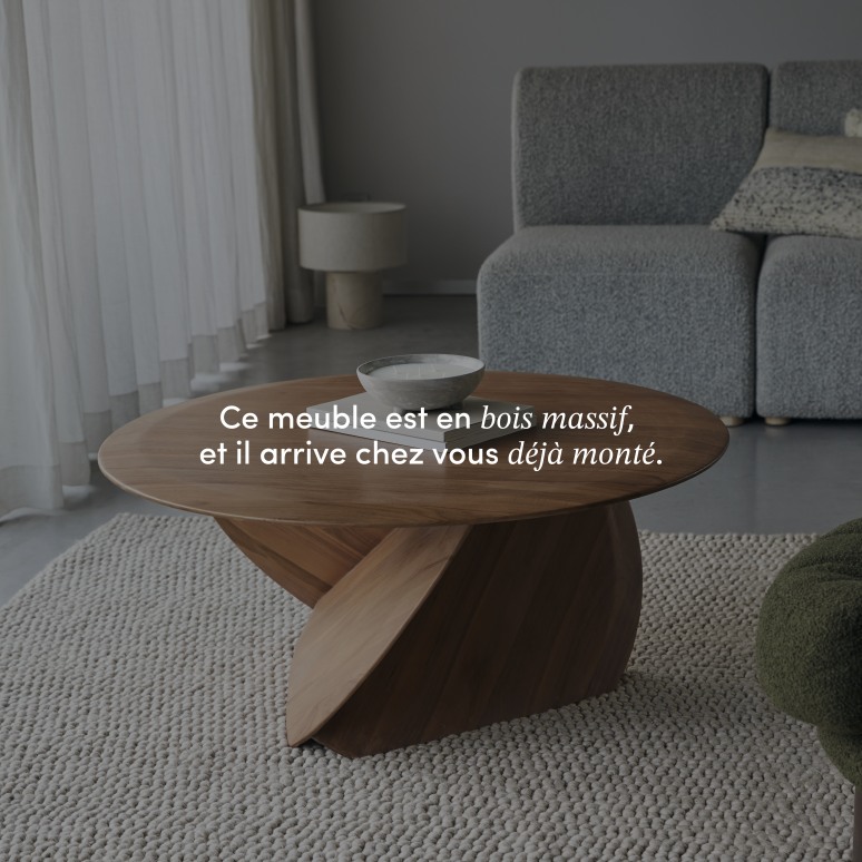 Gonzague - Table basse en teck massif, grand modèle