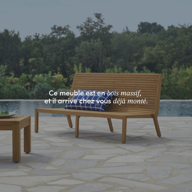 Teo - Banquette de jardin basse en teck massif