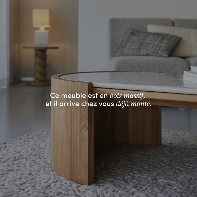 Virgile - Table basse en teck massif et marbre