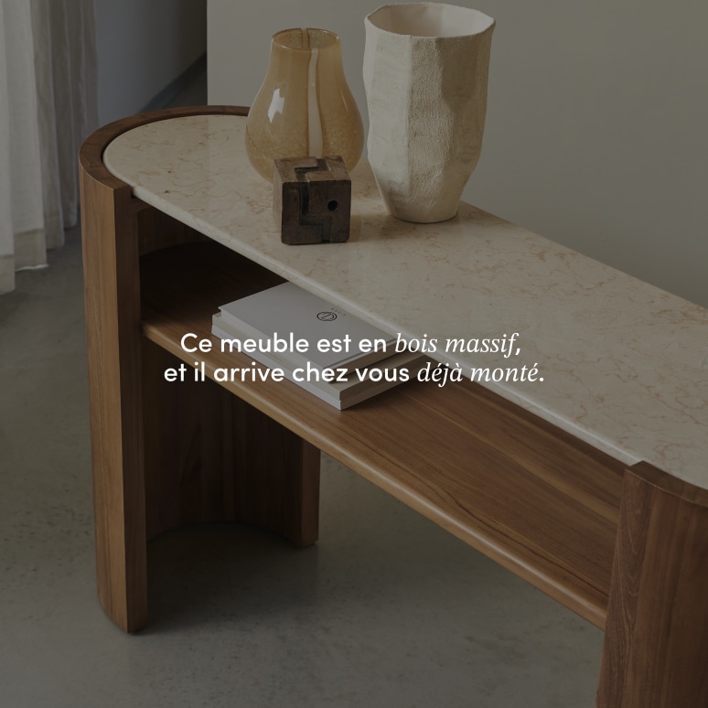 Virgile - Console en teck massif et marbre