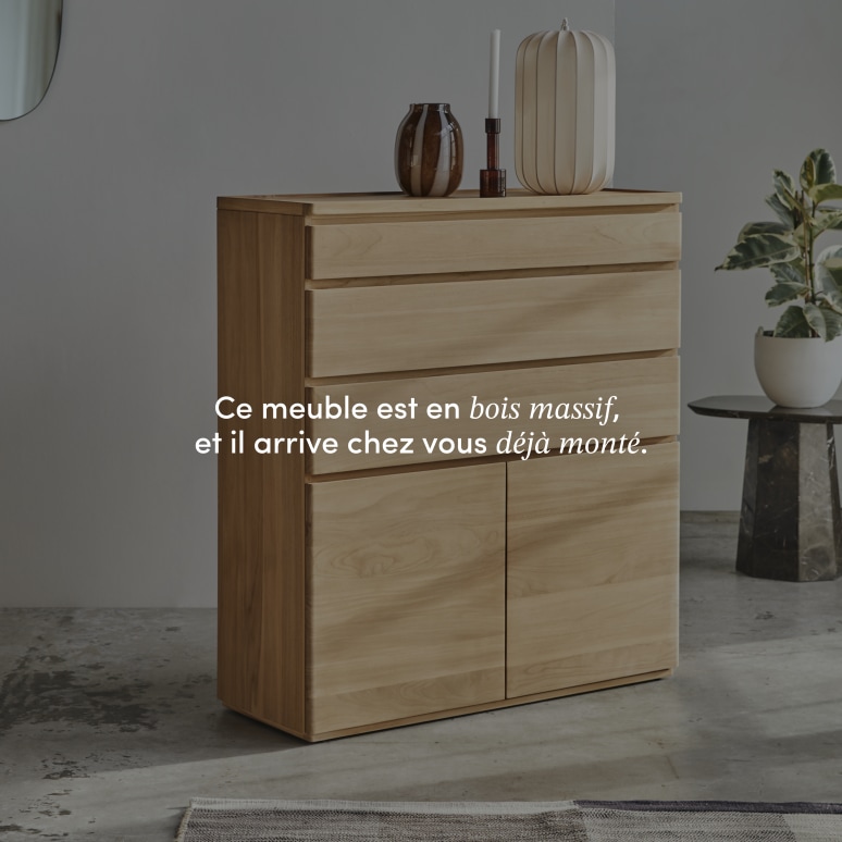 Nino - Buffet d'entrée en teck massif 110 cm