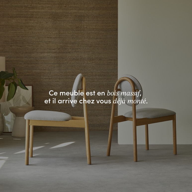 Olive - Chaise en chêne massif et lainage gris