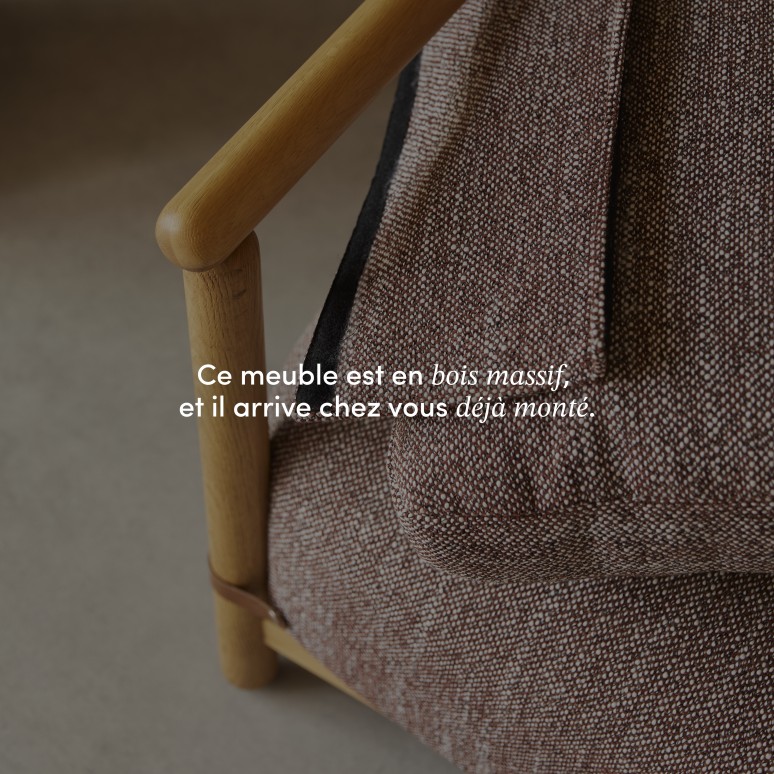 Sam - Fauteuil en chêne massif et tissu chiné