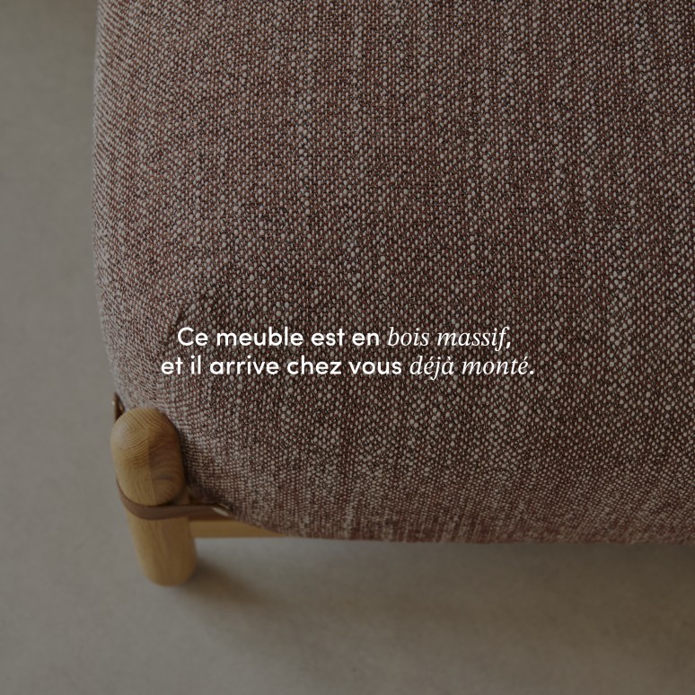 Sam - Fauteuil en chêne massif et tissu chiné
