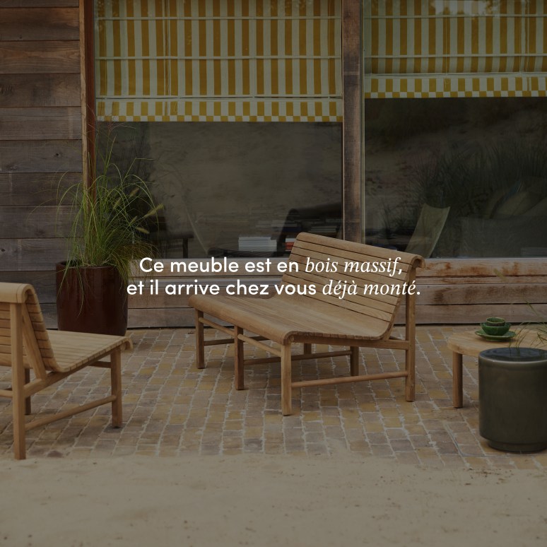 Hélen - Banquette de jardin en teck massif recyclé 2 places