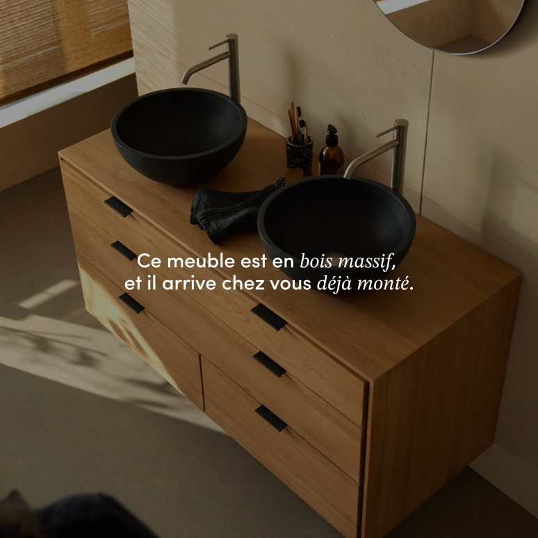 Senson - Meuble de salle de bain en chêne massif 120 cm