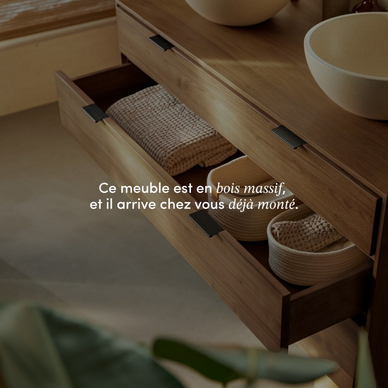 Senson - Meuble de salle de bain en noyer massif 120 cm