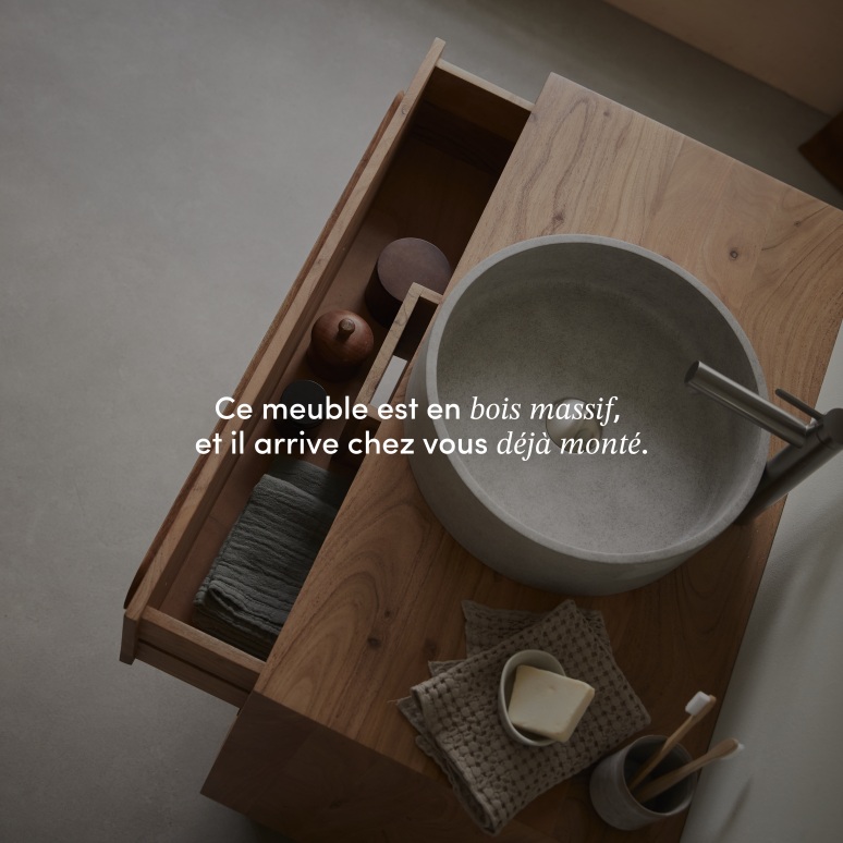 Olga - Meuble de salle de bain en Acacia massif 90cm