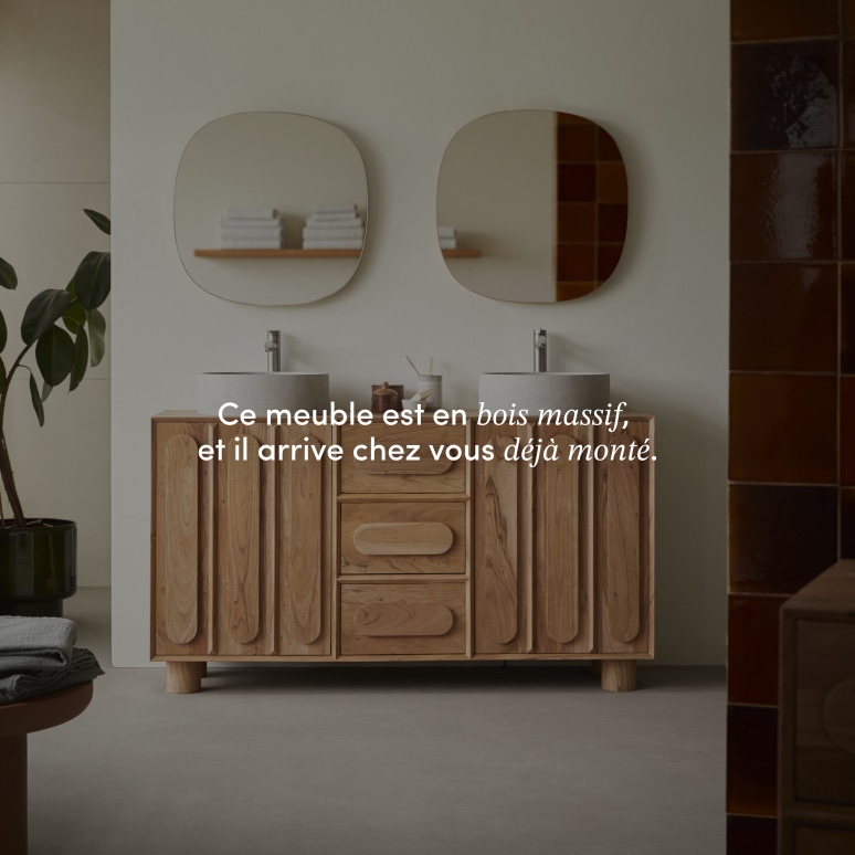 Olga - Meuble de salle de bain en acacia massif 145 cm