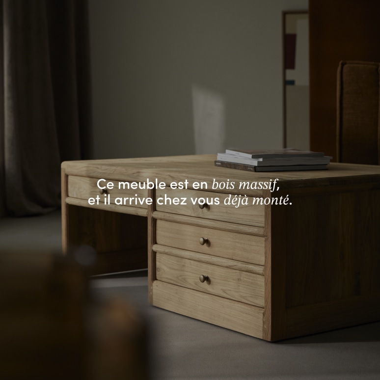 Issa - Table basse rectangulaire en teck massif recyclé