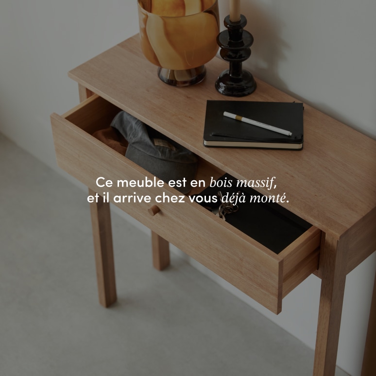 Renata - Console d'entrée en hévéa massif P. 28 cm