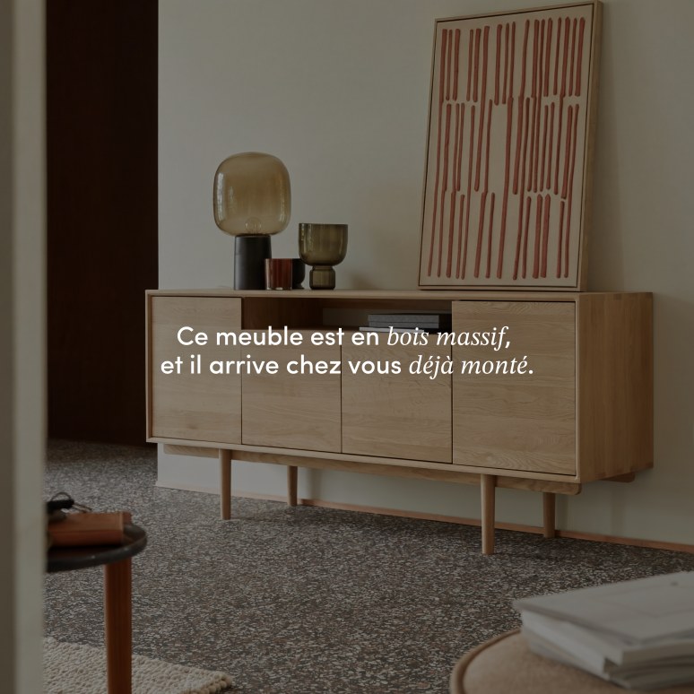 Ellie - Buffet en chêne massif 180 cm