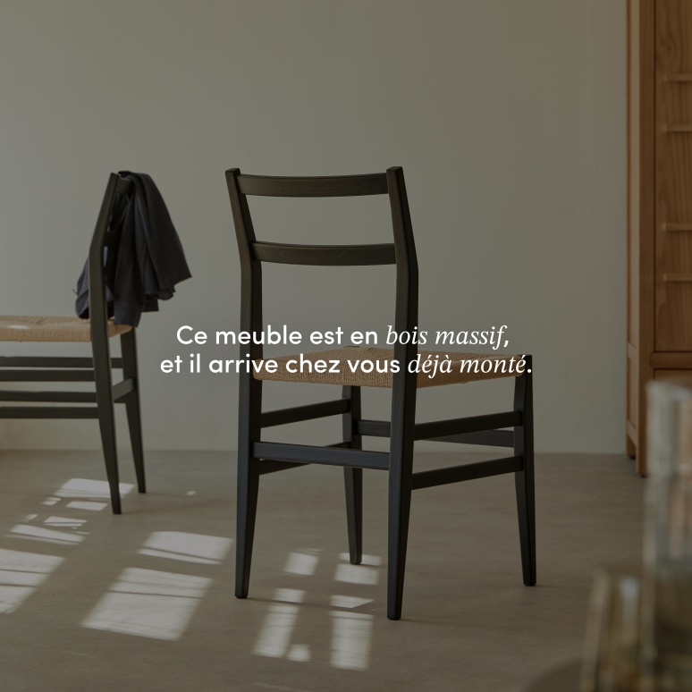 Clarisse - Chaise en orme massif noir et cordage