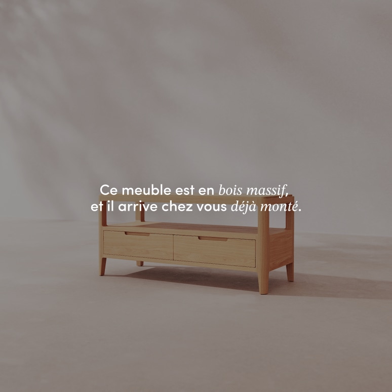 Arto - Meuble TV en chêne massif 100 cm