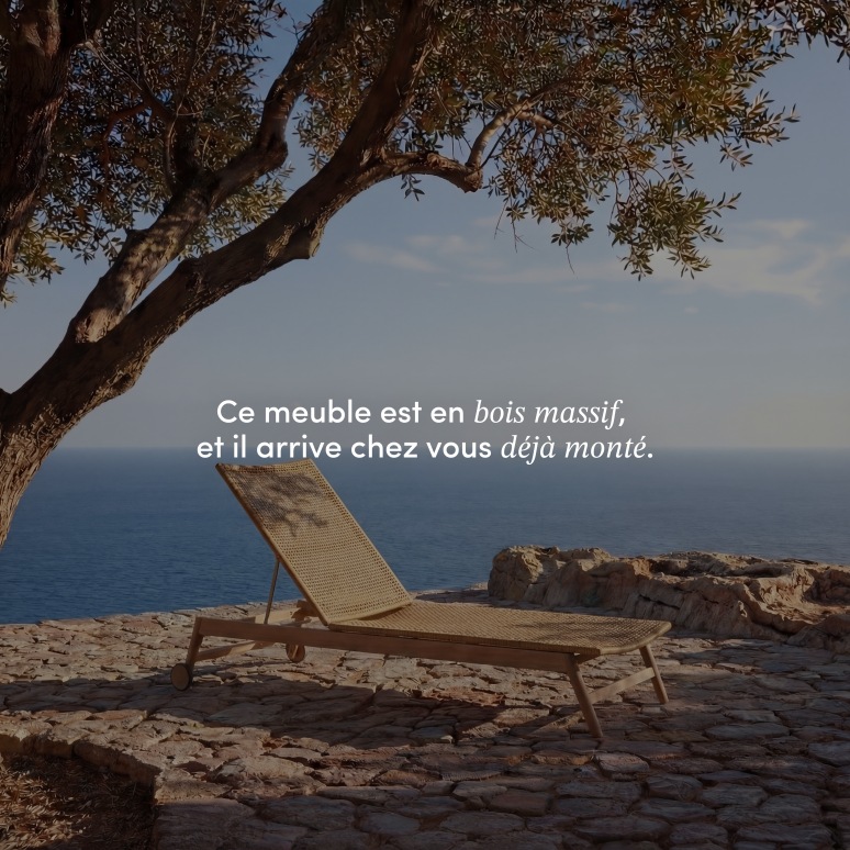 Sam - Chaise longue de jardin en acacia massif et cannage