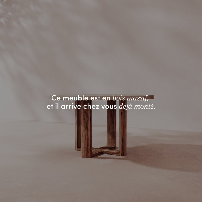 Rose May - Table de jardin ronde en acacia massif et ciment écru 4/6 pers.