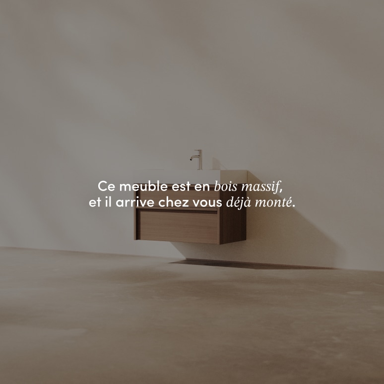Margot - Meuble Salle de Bain en hévéa massif et terrazzo 80 cm
