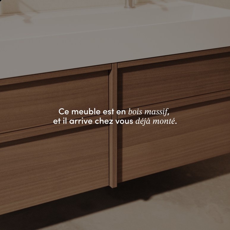 Margot - Meuble Salle de Bain en hévéa massif et terrazzo 120 cm