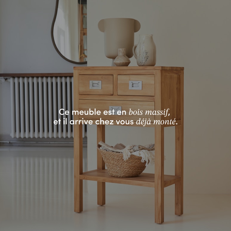 Coffee Tek - Console d'entrée en teck massif P. 30 cm