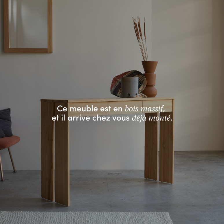 Eden - Console d'entrée en teck massif P. 35 cm