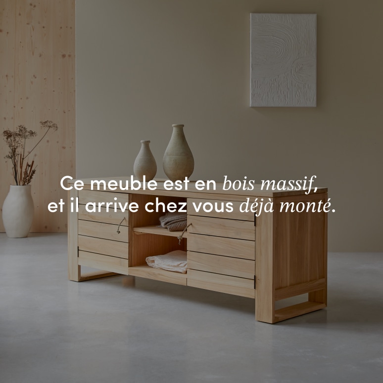 Minimalys - Meuble TV en teck massif 155 cm