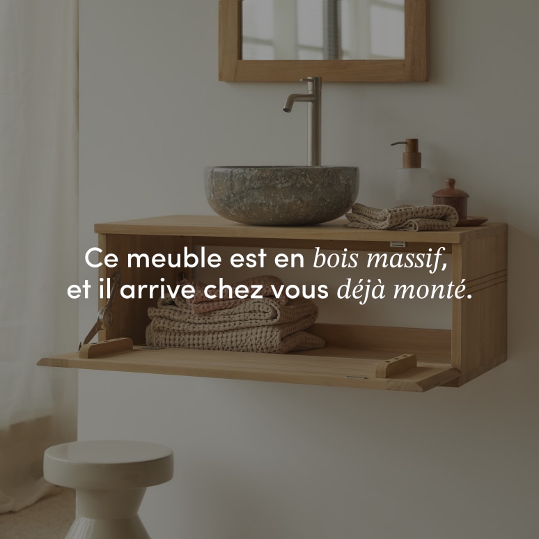 Basic - Meuble sous vasque teck massif 80 cm