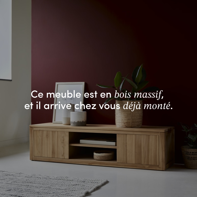 Basil - Meuble TV en teck massif 140 cm