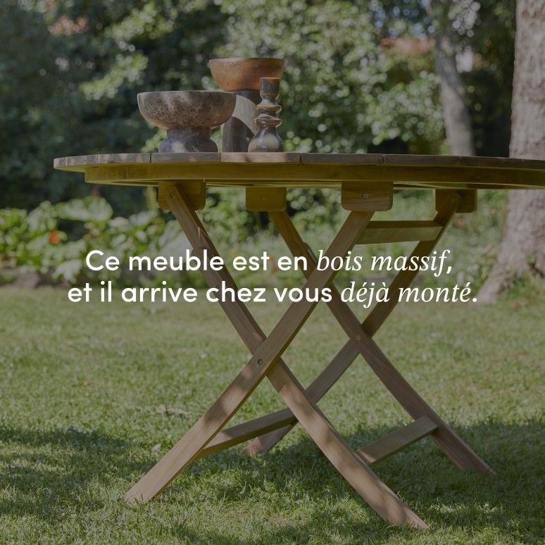 Andria - Table de jardin pliable en teck massif 6 pers.
