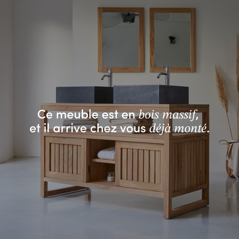 Colonial - Meuble sous vasque en teck massif 120 cm