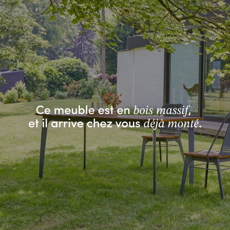 Toscane - Table de jardin en teck massif et métal 6/8 pers.