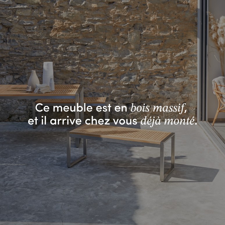 Arno - Banc de jardin en teck massif et inox