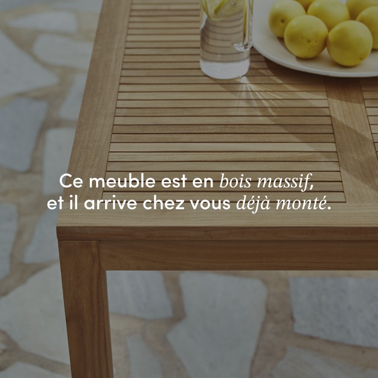 Téo - Ensemble de jardin en teck massif et métal orange 4 chaises