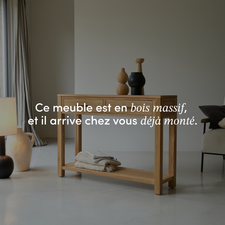 Maë - Console d'entrée en teck massif P. 30 cm
