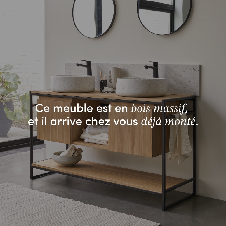 Michal - Meuble sous vasque en teck massif et métal 140 cm