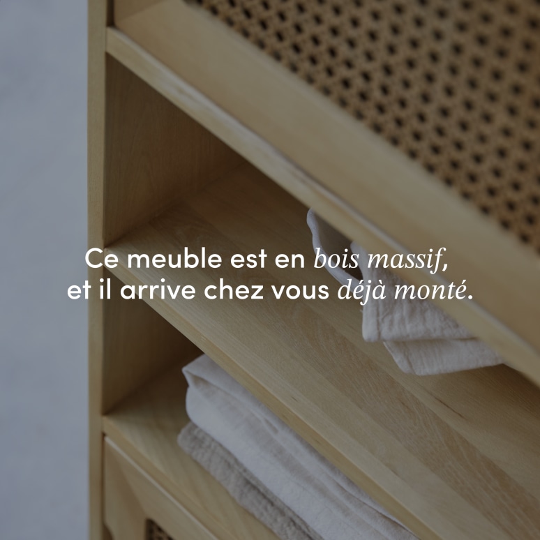 Luis - Bibliothèque haute en orme et cannage