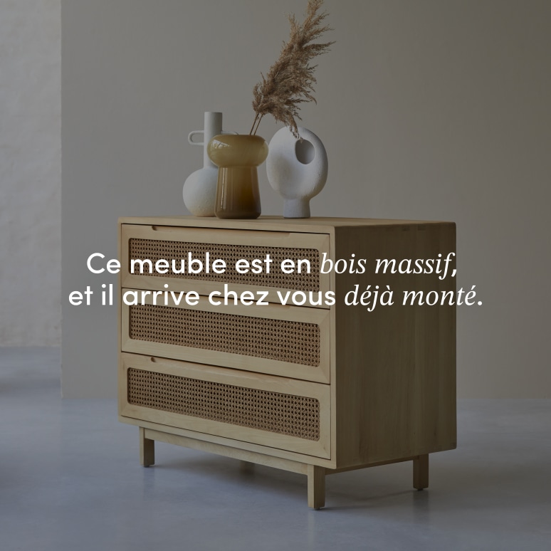 Luis - Commode en orme massif et cannage