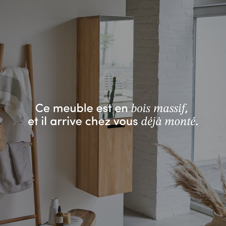 Line - Colonne miroir en teck massif