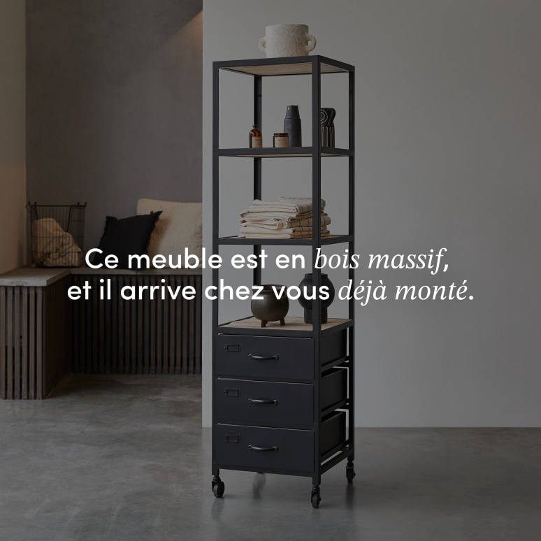 Industriel - Colonne de salle de bain en manguier et métal