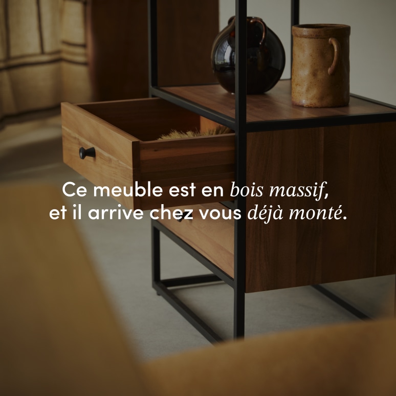 Agra - Colonne en acacia massif et métal