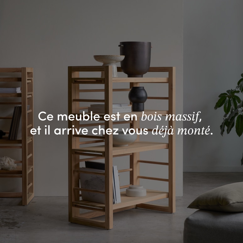 Sera - Bibliothèque basse en teck massif