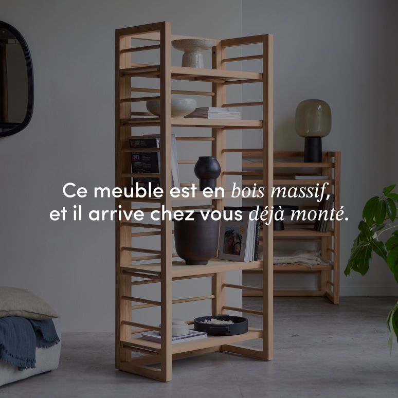 Sera - Bibliothèque haute en teck massif