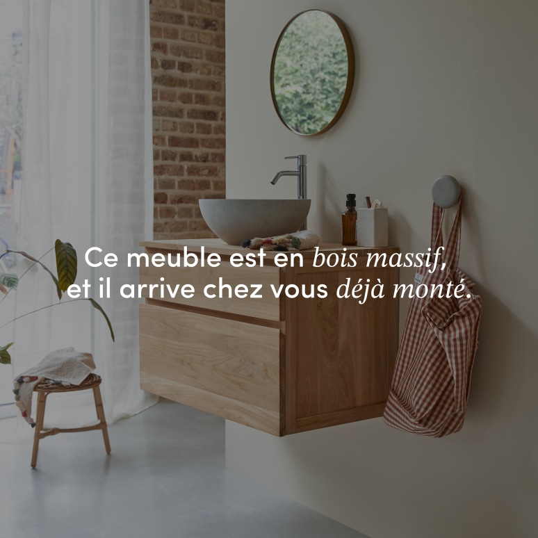 Jacob - Meuble sous vasque en teck massif 80 cm