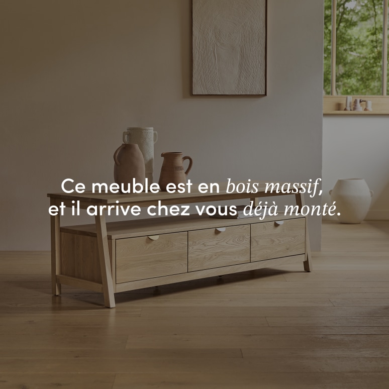 Pola - Meuble TV en chêne massif 150 cm