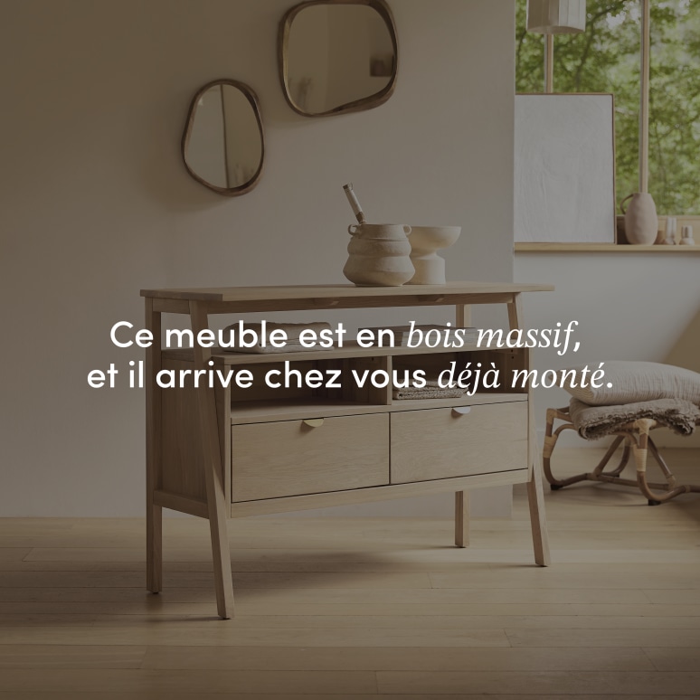 Pola - Console 2 tiroirs en chêne massif