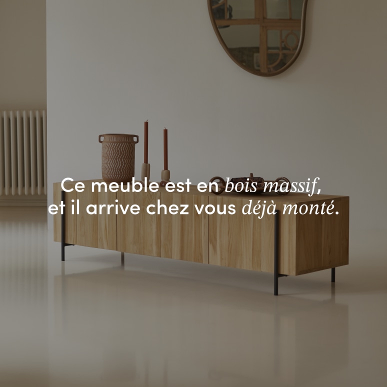 Honorine - Meuble TV bas en teck massif 170 cm