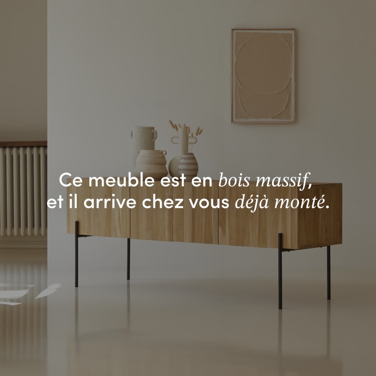 Honorine - Meuble TV haut en teck massif 170 cm