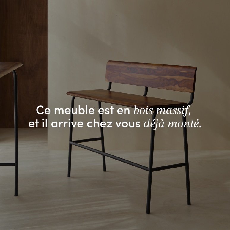 Talia - Banc haut en palissandre massif et métal